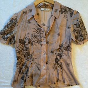 Prada button down top, with floral print. This blush nude top is very feminine!